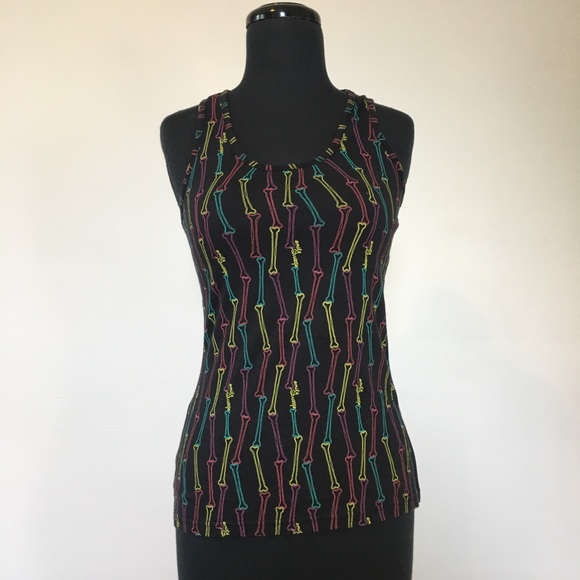 Emily the Strange Black Bone Print Tank Top, S - Picture 1 of 11